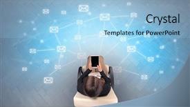  Presentation with security device of women - Audience pleasing theme consisting of mail symbols with woman using backdrop and a  colored foreground