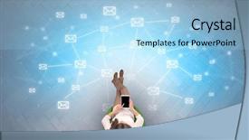  Presentation with security device of women - PPT theme featuring mail symbols with woman using background and a  colored foreground