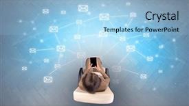  Presentation with mail - Slide set having mail symbols with woman using background and a  colored foreground