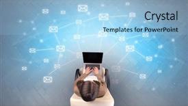  Presentation with mail - Beautiful presentation design featuring mail symbols with woman using backdrop and a light blue colored foreground