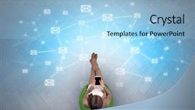  Presentation with mail - Presentation theme consisting of mail symbols with woman using background and a  colored foreground