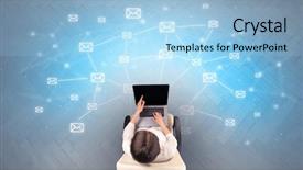  Presentation with mail server - Slide set consisting of mail symbols with woman using background and a  colored foreground