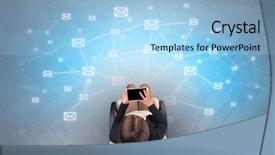  Presentation with mri device - Audience pleasing slide set consisting of mail symbols with woman using backdrop and a  colored foreground