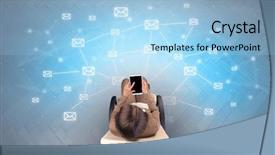  Presentation with mail - Cool new theme with mail symbols with woman using backdrop and a light blue colored foreground