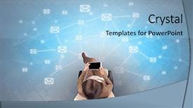  Presentation with mail - Presentation theme having mail symbols with woman using background and a light blue colored foreground
