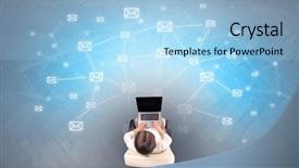  Presentation with security device of women - Audience pleasing PPT layouts consisting of mail symbols with woman using backdrop and a light blue colored foreground