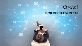  Presentation with mri device - Audience pleasing presentation consisting of mail symbols with woman using backdrop and a light blue colored foreground