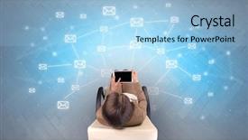  Presentation with mail - Theme consisting of mail symbols with woman using background and a light blue colored foreground