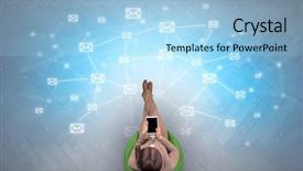  Presentation with security device of women - Audience pleasing theme consisting of mail symbols with woman using backdrop and a  colored foreground