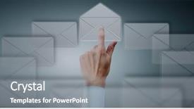  Presentation with mail - Beautiful PPT theme featuring mailbox - businessman choosing e-mail icons backdrop and a gray colored foreground