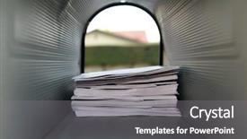  Presentation with mail - PPT theme enhanced with mailbox - mail box filled with letters background and a gray colored foreground