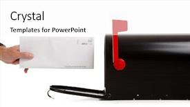  Presentation with mail - Presentation design having mailbox - person or mailman either sending background and a white colored foreground