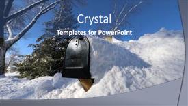  Presentation with blizzard - Beautiful slide deck featuring mailbox-covered-in-snow backdrop and a ocean colored foreground