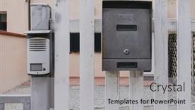  Presentation with nobody - PPT layouts consisting of mailbox-with-an-intercom-next background and a light gray colored foreground