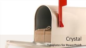  Presentation with gift - Colorful slides enhanced with mailbox with gift box isolated backdrop and a soft green colored foreground