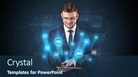  Presentation with tablet - Beautiful PPT layouts featuring mailing-concept-on-a-tablet backdrop and a ocean colored foreground