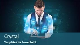  Presentation with tablets wood table tablet white - PPT theme consisting of mailing concept on a tablet background and a  colored foreground