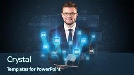  Presentation with tablet - Colorful PPT theme enhanced with mailing concept on a tablet backdrop and a ocean colored foreground