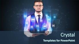  Presentation with tablet - PPT layouts consisting of mailing concept on a tablet background and a ocean colored foreground