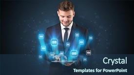  Presentation with tablet - Audience pleasing PPT theme consisting of mailing concept on a tablet backdrop and a ocean colored foreground