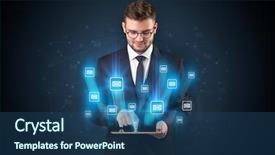  Presentation with tablet - Beautiful presentation theme featuring mailing concept on a tablet backdrop and a ocean colored foreground