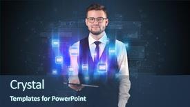  Presentation with software - PPT layouts featuring mailing concept on a tablet background and a ocean colored foreground