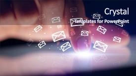  Presentation with finger - Presentation design having mailing software - finger touching tablet with white background and a  colored foreground