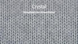  Presentation with knitting needles and wool - Audience pleasing slides consisting of mailles - close-up of knitted wool texture backdrop and a gray colored foreground