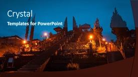  Presentation with pura hindu - Beautiful theme featuring main-balinese-hindu-temple-named backdrop and a ocean colored foreground