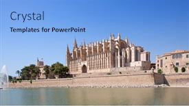  Presentation with spain - Cool new presentation design with main-cathedral-of-the-palma backdrop and a light blue colored foreground