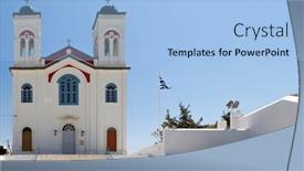  Presentation with church - PPT theme enhanced with main-church-of-naoussa background and a light blue colored foreground