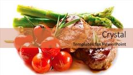  Presentation with food bbq - PPT layouts having bbq steak barbecue grilled beef background and a coral colored foreground