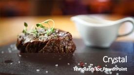  Presentation with served - Slide deck with main course - filet mignon served background and a tawny brown colored foreground