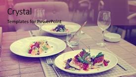  Presentation with food fish - Beautiful PPT layouts featuring fish fillet with vegetables backdrop and a coral colored foreground