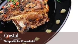  Presentation with black baby - Presentation theme enhanced with grilled baby ribs on black plate with cutlery background and a tawny brown colored foreground