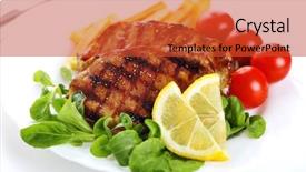  Presentation with beef meat soup stew - Slides having meat on a white plate background and a red colored foreground