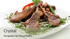  Presentation with hydroponics vegetables hydroponic vegetable - Amazing PPT theme having rack of lamb with vegetables backdrop and a mint green colored foreground