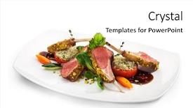 Presentation with jesus lamb - Theme enhanced with main meal - roasted lamb chops with pistachio background and a white colored foreground
