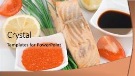  Presentation with salmon dish - Slides consisting of  background and a  colored foreground