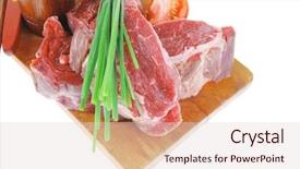  Presentation with main course - Beautiful presentation theme featuring main course fresh raw beef backdrop and a lemonade colored foreground