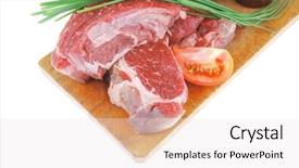  Presentation with main course - Audience pleasing slide set consisting of main course fresh raw beef backdrop and a sky blue colored foreground