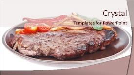  Presentation with main course - Presentation theme with main course grill beef steak background and a lemonade colored foreground