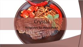  Presentation with main course - PPT layouts having main course grill beef steak background and a red colored foreground