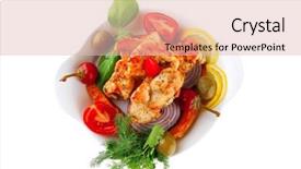  Presentation with main course - Amazing slides having main course of chicken brisket served with vegetables backdrop and a lemonade colored foreground