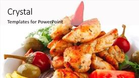  Presentation with main course - Cool new PPT theme with main course of chicken brisket backdrop and a white colored foreground