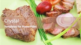  Presentation with main course - Slide deck enhanced with tomatoes and sprouts isolated background and a coral colored foreground