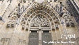  Presentation with czech republic - Colorful PPT layouts enhanced with main entrance of the church backdrop and a gray colored foreground