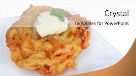  Presentation with pancake - Theme with main event - potato pancake latke served background and a white colored foreground