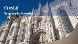  Presentation with facade - PPT layouts consisting of main facade of jeronimos monastery lisbon portugal background and a ocean colored foreground