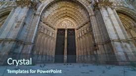  Presentation with spanish style - Presentation theme consisting of main gate toledo - cathedral primada background and a ocean colored foreground